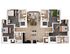 Contemporary 3-bedroom floor plan with two bathrooms, open living space, and modern kitchen design.