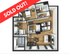 Chic 3D floor plan showcasing 2 bedrooms, stylish open-plan living and dining area, modern kitchen, and 2 elegant bathrooms.