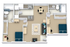 Elegant 3D floor plan showcasing 2 spacious bedrooms, a modern kitchen, cozy living room, and stylish dining area with contemporary furnishings.