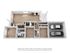 Modern 3D floor plan showcasing three bedrooms, two bathrooms, a spacious living room, and a sleek kitchen with adjacent laundry area. Features a double garage and elegant wood flooring.