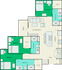 Modern floor plan showcasing 3 spacious bedrooms, 2 bathrooms, an inviting living room, and a sleek kitchen with patio access.