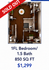 Charming 1-bedroom, 1.5-bathroom floor plan with open-concept design, sold out swiftly. 850 sq ft of modern living space at $1,299.