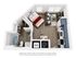 Modern studio apartment 3D floor plan showcasing an open living area, sleek kitchen, cozy bedroom space, and stylish bathroom.