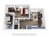Modern 3D apartment floor plan showcasing a cozy bedroom, stylish living room, efficient kitchen, and sleek bathroom, all with contemporary furnishings and ample natural light.