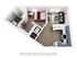 Chic 3D floor plan featuring a cozy bedroom, modern kitchen, and inviting living space with a work desk.