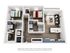 Modern 3D apartment floor plan featuring two bedrooms, two bathrooms, an open kitchen with a breakfast bar, and a stylish living room with balcony access.