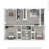 Contemporary open-concept floor plan with spacious 2 bedrooms, elegant kitchen, and inviting living area, perfect for modern living.