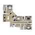 Modern and spacious floor plan with three bedrooms, open-concept kitchen, and cozy living area, ideal for comfortable family living.