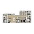 Modern 3D floor plan showcasing 4 bedrooms, open-concept living room, and kitchen with island, ideal for spacious living.