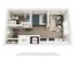 Modern 3D floor plan featuring a cozy bedroom, stylish bathroom, and open-concept living area with a compact kitchen. Includes convenient in-unit washer/dryer and sleek finishes.