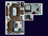 Contemporary 3D apartment floor plan with an open-concept kitchen, cozy living area, and spacious bedroom for modern living.