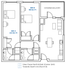 Spacious floor plan featuring 2 bedrooms, including a 242 sq ft master suite, modern kitchen, and open living area with covered balcony.