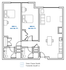 Modern floor plan showcasing 2 spacious bedrooms, a stylish living room, and a functional kitchen. Includes 2 bathrooms and convenient washer/dryer access. Faces North, offering a view towards South U.