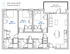 Modern apartment floor plan showcasing three spacious bedrooms, each with ample square footage, alongside a generous living room, practical kitchen, and balcony on the third floor.