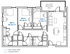 Contemporary 3-bedroom apartment floor plan featuring a large balcony, spacious living area, and modern kitchen. Includes bedrooms sized at 184, 135, and 124 sq. ft. Faces west with access to third floor only.