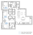 Modern floor plan showcasing a spacious apartment with 3 bedrooms, 2 bathrooms, an open-concept living and dining area, ideal for comfortable living with ample natural light from south and west-facing views.