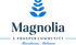 Elegant logo for Magnolia, a Prosper Community in Tuscaloosa, Alabama, featuring a stylized blue leaf design.