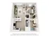 Modern 3D floor plan showcasing a cozy 1-bedroom apartment with an open living area, stylish kitchen, and well-appointed bathroom.