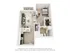 Modern 1-bedroom apartment floor plan with open-concept living area, stylish kitchen, and sleek bathroom.
