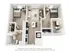 Modern 3D floor plan showcasing 2 cozy bedrooms, chic open living area, and a stylish kitchen with natural light.