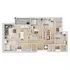 Modern 3D floor plan showcasing 3 bedrooms, an elegant open-plan living and dining area, and two contemporary bathrooms.