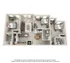 Charming 3D floor plan of a spacious apartment featuring three bedrooms, elegant living room, modern kitchen, and two stylish bathrooms.