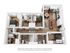 Chic 3D floor plan featuring three spacious bedrooms, an open living and dining area, modern kitchen, and two well-appointed bathrooms.