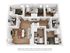 Inviting 3D floor plan showcasing a modern apartment with three cozy bedrooms, an open-plan living and dining area, and two sleek bathrooms.