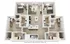 Elegant 3D floor plan showcasing three bedrooms, stylish living space with a large sectional, modern kitchen with an island, and two bathrooms for convenience.