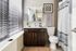 bathroom sink, shower, and toilet