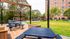 Picnic tables in courtyard