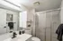 bathroom sink, shower, and toilet