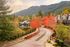 Charming residential community surrounded by vibrant autumn foliage and majestic mountain views.