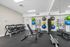 Modern fitness room featuring sleek black workout benches, a diverse range of dumbbells, and vibrant exercise balls for a full-body workout experience.