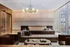 Luxurious modern living room with sleek fireplace, stylish sofas, and large windows overlooking urban scenery.