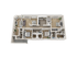 3D floor plan featuring 3 bedrooms, open living room, modern kitchen, and two bathrooms.
