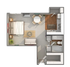 arrive 4301 evergreen 1 bed floorplan