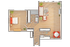West - A3 | 1-Bedroom Floorplan