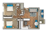 2 BR x 1.25 BA - A Floorplan