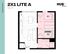 Contemporary 2D floor plan of 2X1 Lite A, featuring two cozy bedrooms, modern kitchen, and living area in 582 sq ft at HUB Lexington.