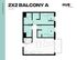 Modern 2D floor plan showcasing 2 bedrooms with balcony, spacious living area, and contemporary kitchen in 790 sq ft layout.