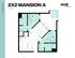 Modern 2x2 Mansion A floor plan with 745 sq ft, featuring two bedrooms, a contemporary living area, and a kitchen at Hub Lexington.