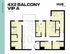 Elegant floor plan for Hub Lexington's 4x2 Balcony VIP A unit, featuring four bedrooms and spacious living area spread across 748 sq ft.