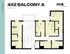 Hub Lexington floor plan featuring a 4-bedroom layout with a stylish balcony, spacious open living area, and modern kitchen, totaling 1219 sq ft.
