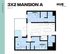 Modern floor plan of Mansion A showcasing 3 bedrooms, open living area, and efficient kitchen layout, 905 sq ft at Hub Lexington.