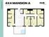 Modern 4X4 Mansion A floor plan with 4 bedrooms, each with an ensuite bathroom, a spacious open-concept living area, well-equipped kitchen, and private outdoor space, offering 1211 sq ft of luxury at Hub Lexington.
