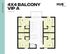Elegant floor plan of HUB Lexington's 4x4 Balcony VIP A, featuring 4 bedrooms, open living area, and modern kitchen, spread across 1091 sq ft for luxurious living.