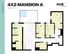 Modern 4X2 Mansion A floor plan at Hub Lexington, featuring 4 spacious bedrooms, a contemporary open living area, and a sleek kitchen, spread over 1144 square feet.