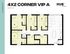 Modern 4X2 Corner VIP A floor plan with 4 bedrooms, 2 bathrooms, and a spacious living area in Hub Lexington, totaling 1050 sq ft.