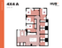 Modern floor plan of a 4x4 apartment at Hub Knoxville, featuring four spacious bedrooms, four bathrooms, and a sleek kitchen in 1291 sq ft.